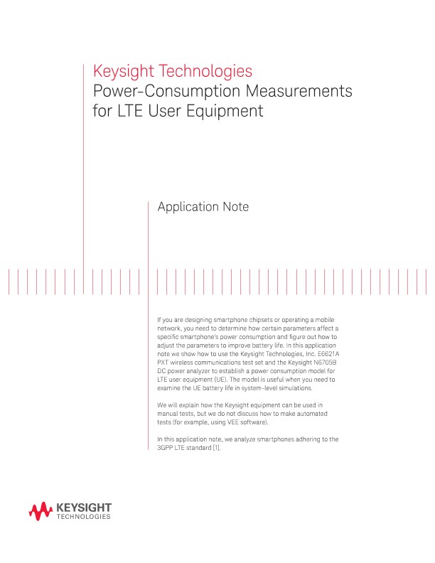 Measuring Power Consumption of LTE User Equipment PDF Asset Page Keysight